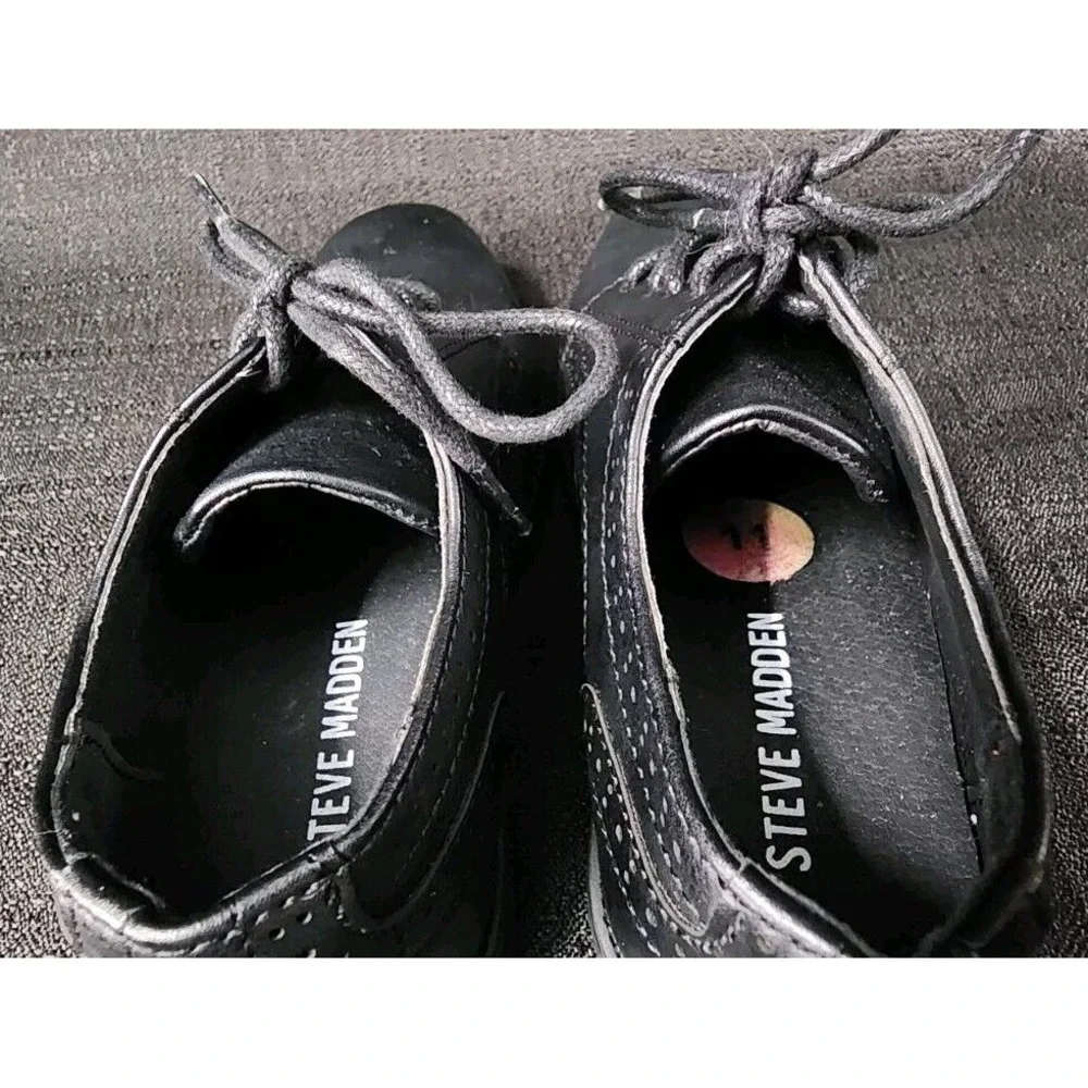 STEVE MADDEN Little Boys Bevan Lace‎ up Classic Oxford Shoes Black Size 11 EUC